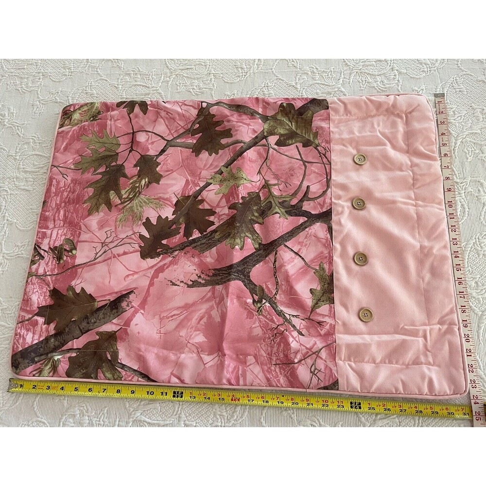 Pink Camo Pillow Sham Cover Wood Buttons HiEnd Accent 20x28x3 Standard